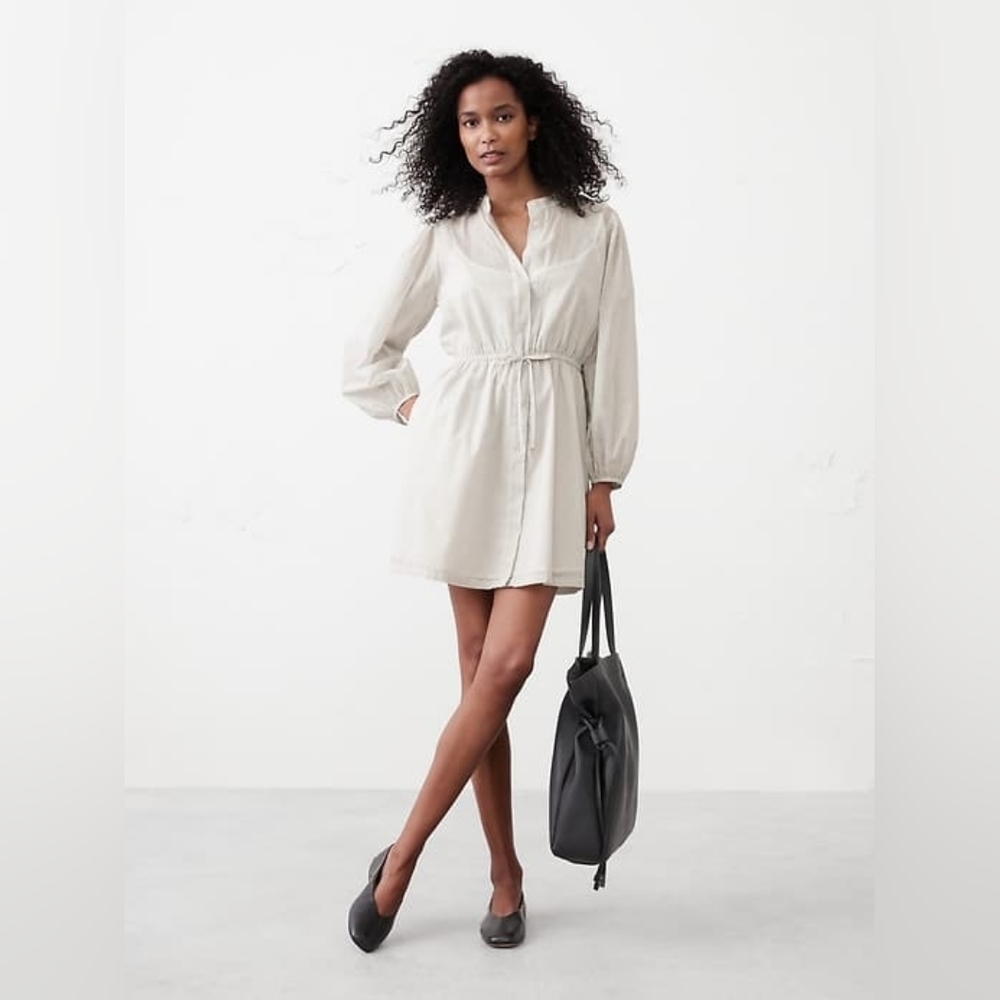 Elegant White Long-Sleeve Dress